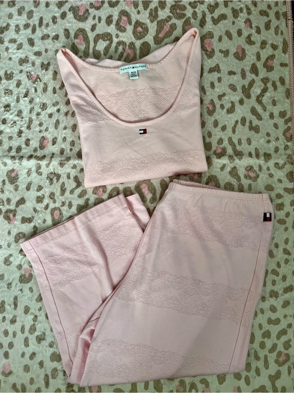 Tommy Hilfiger Light Pink Lace-Trim Pajama Set